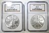 2007-W & 2008 AMERICAN SILVER EAGLES NGC MS-69