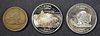 1858 FLYING EAGLE VG & 2- SILVER STATE QUARTERS: