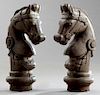 Pair of Cast Iron Horse Head Hitching Post Tops, e