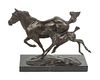 An American Bronze Figural Group Width 11 3/4 inches.