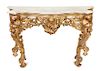 * A Louis XV Style Giltwood Console Table Height 32 x width 51 x depth 20 inches.