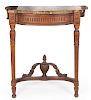 * A Louis XVI Style Carved Console Table Height 33 x width 34 1/2 x depth 21 1/4 inches.