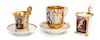 * Three Continental Porcelain Cups Height of tallest 5 1/4 inches.