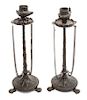 * A Pair of Neoclassical Cast Metal Candlesticks Height 9 3/4 inches.