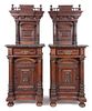 * A Pair of Victorian Walnut Nightstands Height 56 x width 21 x depth 18 1/4 inches.
