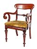 * A Regency Style Mahogany Open Armchair Height 35 1/2 inches.