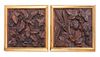 * A Set of Four Carved Oak Panels Each: 7 1/2 x 7 1/2 inches.