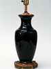 Chinese Black Glazed Porcelain Vase Lamp.