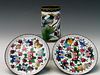 Pair of Cloisonne Dishes and Brush Pot