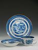 Three Chinese Blue and White Porcelain Pieces, 19th Century.