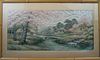 Antique Chinese Embroidery Panel, Mountain and Lake Scene.