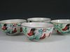 Four Chinese Famille Rose Porcelain Chicken Bowls.