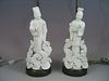 Pair of Antique Chinese Blac De Chine Figure Lamps