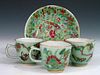 Assorted Chinese Celadon Glaze Famille Rose Porcelain Pieces