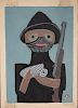 Umetaro Azechi (Japan 1902-1999) Man with a rifle- Serigraph signed lower right and editioned 21/100