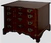 33" Chippendale mahogany block front chest of drawers with original brass, descending in the family