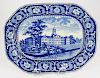 deep blue Historical Staffordshire porcelain platter by I & W Ridgway from Beauties of America serie