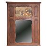 ESPEJO TRUMEAU. FRANCIA, SXX. Estilo LUIS XV. Panel elaborado en madera de nogal, espejo y pintura al óleo con bodegón.
