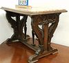 CARVED MAHOG MARBLE TOP 20'S STAND 20 1/2"H X 30"W X 18"D