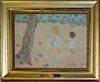 Jocelyn Seguin (French 1921-1999) Two Girls signed lower right 6 x 9" o/c