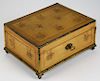ormolu mounted locking valuables box w/ floral parquetry inlaid decorations, 7.75” x 5.5” x 3.75”
