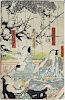 19th c Toyo Kouni (1768- 1825) Japanese ukiyo-e woodblock print, 13.5” x 9.5”