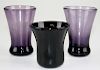 three early amethyst blown 'thumper' whiskey/ cordial glasses with pontil marks