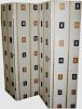Contemporary 4 section upholstered room divider screen, ht 7'