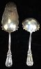 2 pcs Durgin Art Nouveau Daffodil pattern. marked B.K. & Co 5¾" ladle and 8" server. Approx 4.3 troy
