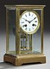 French Brass Crystal Regulator Mantel Clock, early