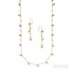 18kt Gold and Diamond Necklace and Earrings