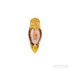 18kt Gold, Seashell, and Diamond Owl Brooch, Sterle