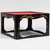 Japanese Parcel-Gilt Black and Red Lacquer Stand