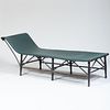Modern Metal-Mounted Leather and Ebonized Wood Chaise Lounge