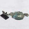 Patinated Metal Mask and a Partial Metal Finial
