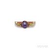 Antique Egyptian Revival Gold, Amethyst Scarab, and Enamel Brooch