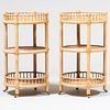 Pair of McGuire Bamboo and Woven Rattan Circular End Tables