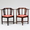 Two Similar George III Style Stained Oak Corner Chairs