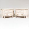 Pair of Louis XVI Style Cream Painted Commodes, of Recent Manufacture
