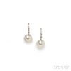 14kt White Gold, South Sea Pearl, and Diamond Earrings