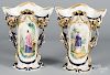 Pair of Paris porcelain spill vases, 19th c., with portrait decoration, 13 3/4'' h.