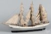 Carved and painted ship model, early/mid 19th c., 19'' h., 31'' w.