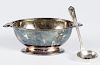 English silver-plate sauce dish and ladle, from the Queen Elizabeth luxury liner