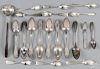Sterling, coin, and plated silver spoons, to include examples by Reeves, Lower, etc., 15 ozt.