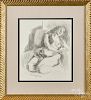 Moses Soyer (American 1899-1974), pencil nude, signed lower left, 15'' x 13''.