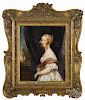 English oil on panel portrait of Victoria as Princess, 19th c., 11 3/4'' x 10''.