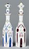 Pair of Bohemian glass decanters, 15 1/2'' h. and 16 1/4'' h.