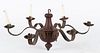 Modern tin and painted wood chandelier, 12'' h., 25 1/2'' w.