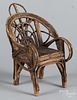 Doll's Adirondack twig chair, early 20th c., 11'' h.