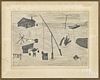Japanese woodblock, titled Japanese Seashore, dated 1964, 15 1/2'' x 21 1/2''.